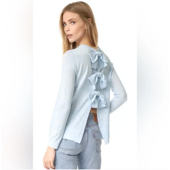 CLUB MONACO Sidone Bow Back Wool Sweater Crew Neck Melange Blue Women's S - Picture 1 of 12